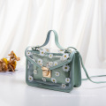 Fashion Female 2021 New Mother-and-child Transparent Bag Chrysanthemum Simple Small Square Bag Single Shoulder Messenger bag